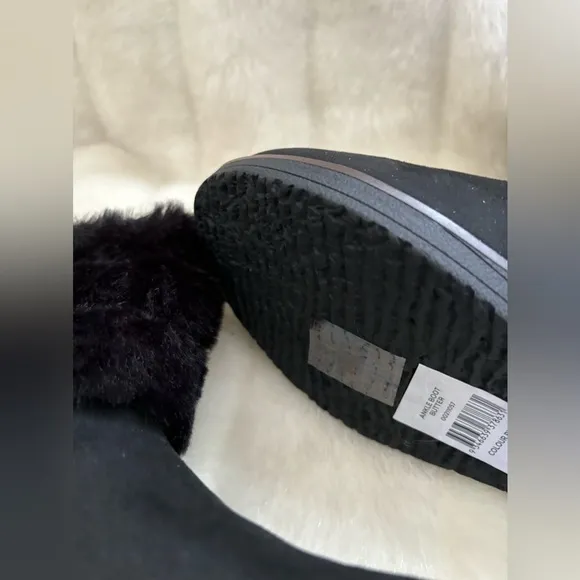 Black Ankle Boots with Faux Fur