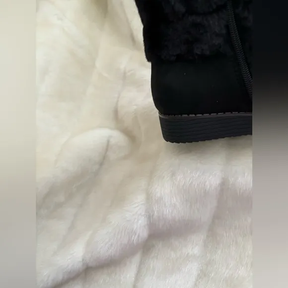 Black Ankle Boots with Faux Fur