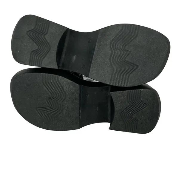 Black Chunky Platform Shoes with Studded Straps