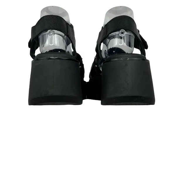 Black Chunky Platform Shoes with Studded Straps