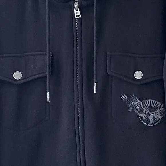 Black Hooded Jacket Buffalo David Bitton Bomber Varsity Shacket Mens Size Large