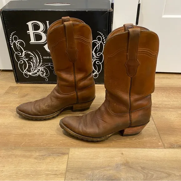 🌟BLACK JACK🌟 CUSTOM HANDMADE USA MENS COWBOY BOOTS BROWN US SZ 9.5 D