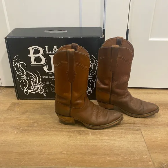 🌟BLACK JACK🌟 CUSTOM HANDMADE USA MENS COWBOY BOOTS BROWN US SZ 9.5 D