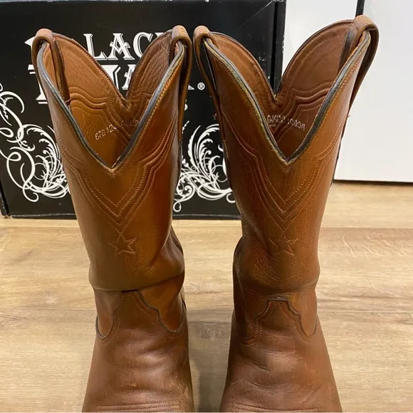🌟BLACK JACK🌟 CUSTOM HANDMADE USA MENS COWBOY BOOTS BROWN US SZ 9.5 D