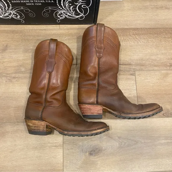 🌟BLACK JACK🌟 CUSTOM HANDMADE USA MENS COWBOY BOOTS BROWN US SZ 9.5 D