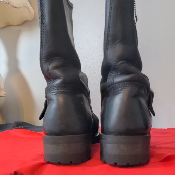 Black Leather Motorcycle Boots