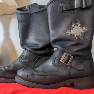 Black Leather Motorcycle Boots