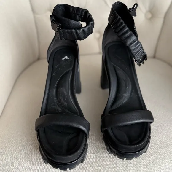 Black Leather Women's sandals comfy edgy sandals