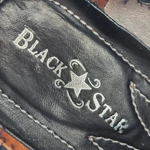 Black Star ankle boots women's 8.5 red leather embroidered cowgirl rodeo western