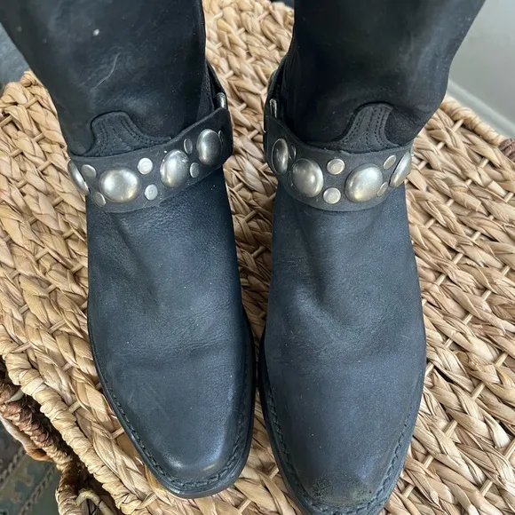 Black Western Boots with Silver Accents