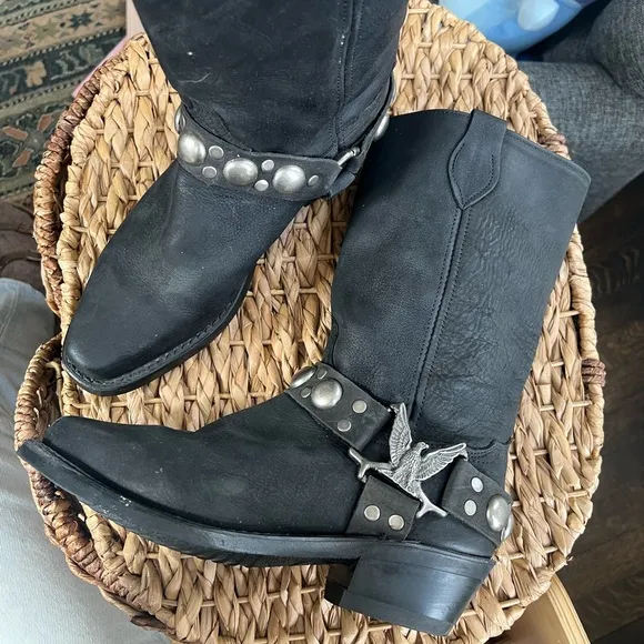 Black Western Boots with Silver Accents