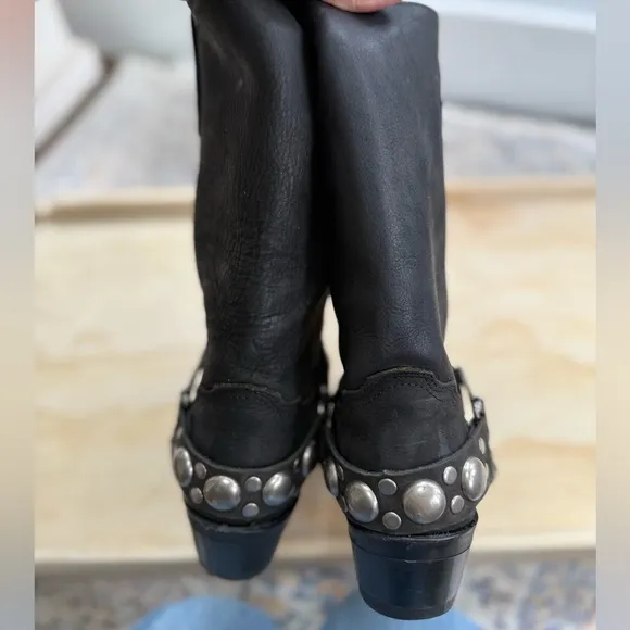 Black Western Boots with Silver Accents