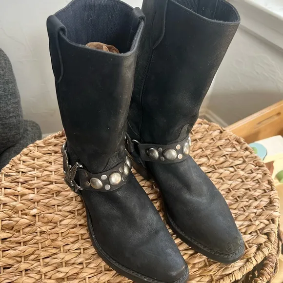 Black Western Boots with Silver Accents