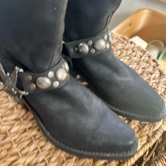 Black Western Boots with Silver Accents