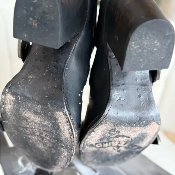 Black Western Buckle Ankle Boots leather shoes
