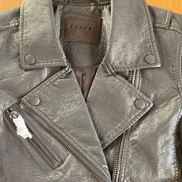 Blank NYC Vegan Leatherette Motorcycle Jacket In All Black Size XS NWT