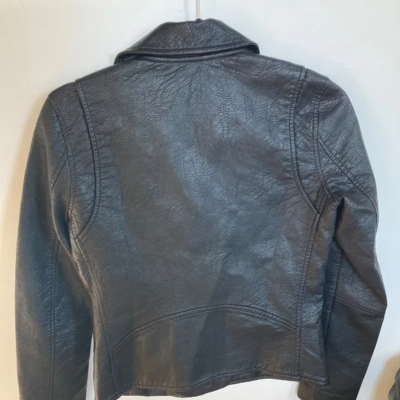 Blank NYC Vegan Leatherette Motorcycle Jacket In All Black Size XS NWT