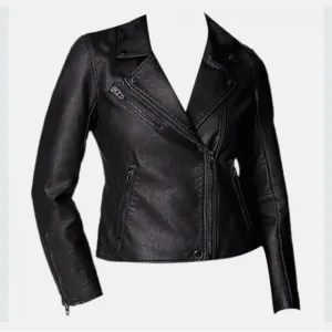 Blank NYC Vegan Leatherette Motorcycle Jacket In All Black Size XS NWT