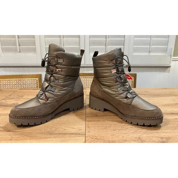 Blondo Daylor Waterproof Boots Size 9.5 NWT Taupe Nylon Upper &amp; Suede Comfy Warm