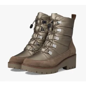 Blondo Daylor Waterproof Boots Size 9.5 NWT Taupe Nylon Upper &amp; Suede Comfy Warm