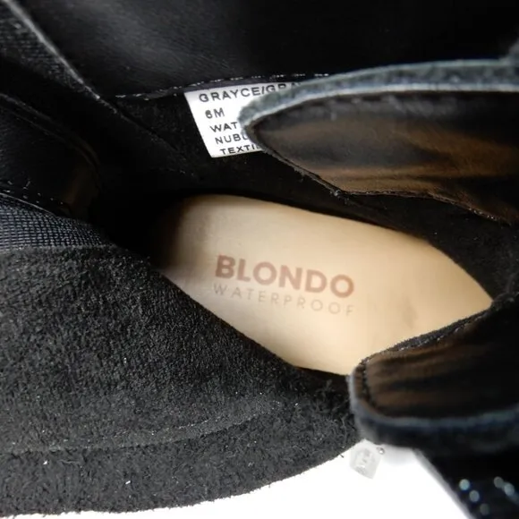 Blondo Grayce Waterproof Platform Bootie Boots Size 6 Black Leather NEW