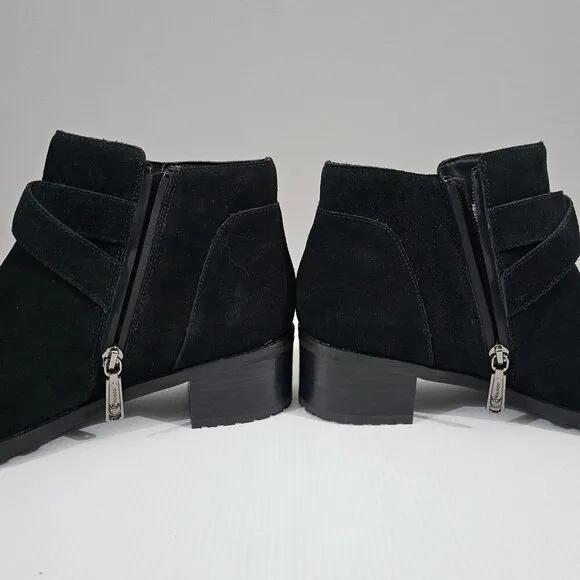 Blondo Shanna Wateproof Ankle Bootie Shoe Black Suede Leather Size 10