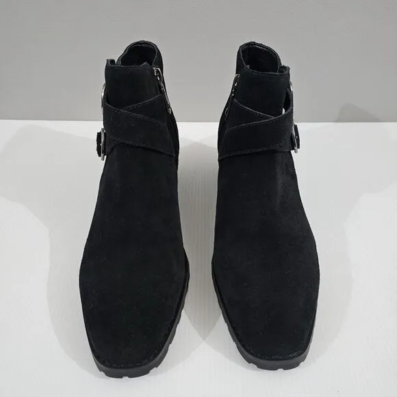 Blondo Shanna Wateproof Ankle Bootie Shoe Black Suede Leather Size 10