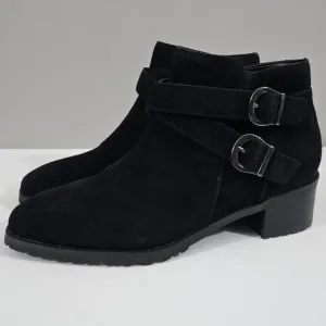 Blondo Shanna Wateproof Ankle Bootie Shoe Black Suede Leather Size 10