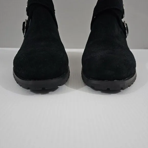 Blondo Shanna Wateproof Ankle Bootie Shoe Black Suede Leather Size 10