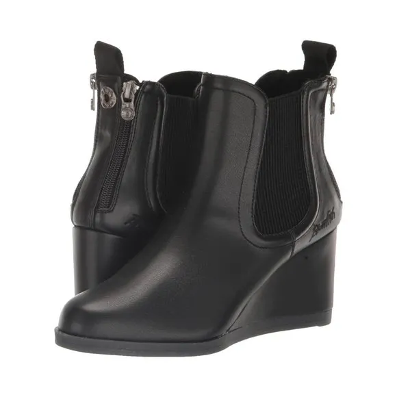 Blowfish Malibu Boots Praline Black Wedge Ankle Booties