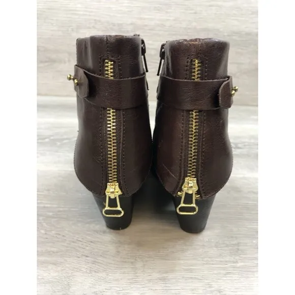 B.O.C. Born Concept Women's Richardson Brown Leather Heeled Ankle Boots Sz 6.5M