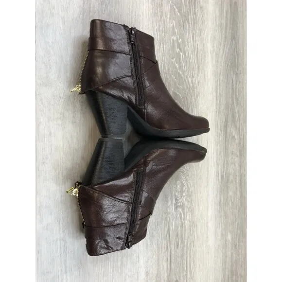 B.O.C. Born Concept Women's Richardson Brown Leather Heeled Ankle Boots Sz 6.5M