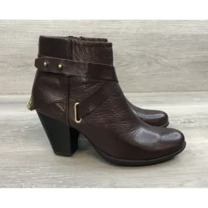 B.O.C. Born Concept Women's Richardson Brown Leather Heeled Ankle Boots Sz 6.5M