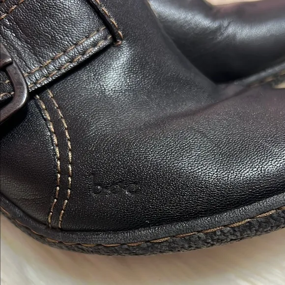 B.O.C By BORN Black Leather Heeled Mules With Buckle. Size 11