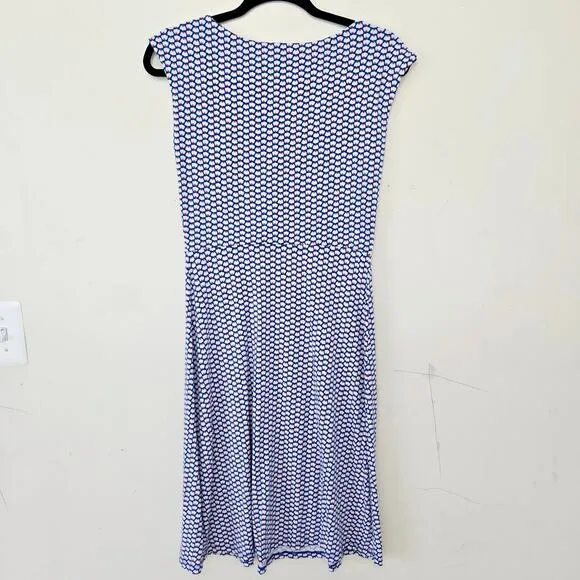 Boden Cyan Flower Fan Marina Jersey Sleeveless Midi Career Dress Women's Size 4