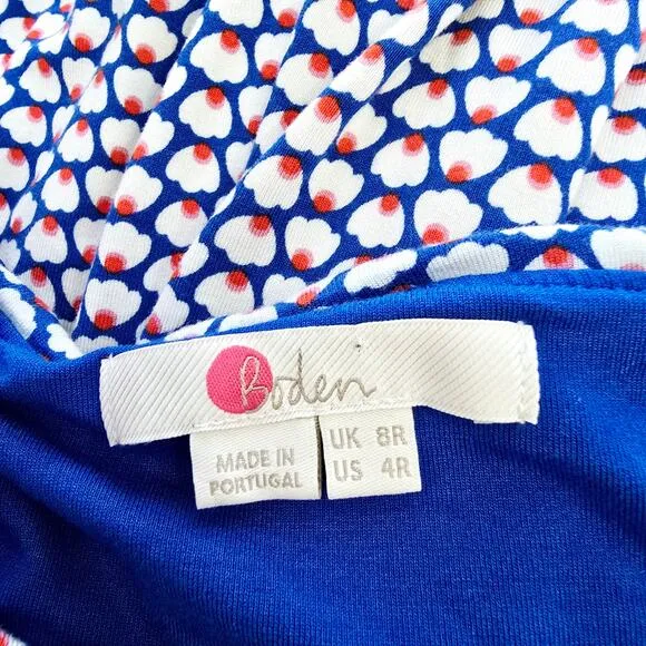 Boden Cyan Flower Fan Marina Jersey Sleeveless Midi Career Dress Women's Size 4