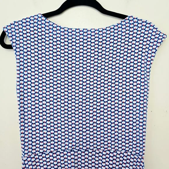 Boden Cyan Flower Fan Marina Jersey Sleeveless Midi Career Dress Women's Size 4