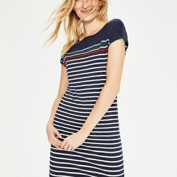 Boden Dress Womens Paulina Stripe Short Sleeve Multicolor Size 10R