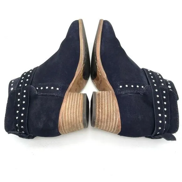 Boden Keira Studded Ankle Booties Ink Dark Navy Suede Women’s Size 38 EU | 7 US