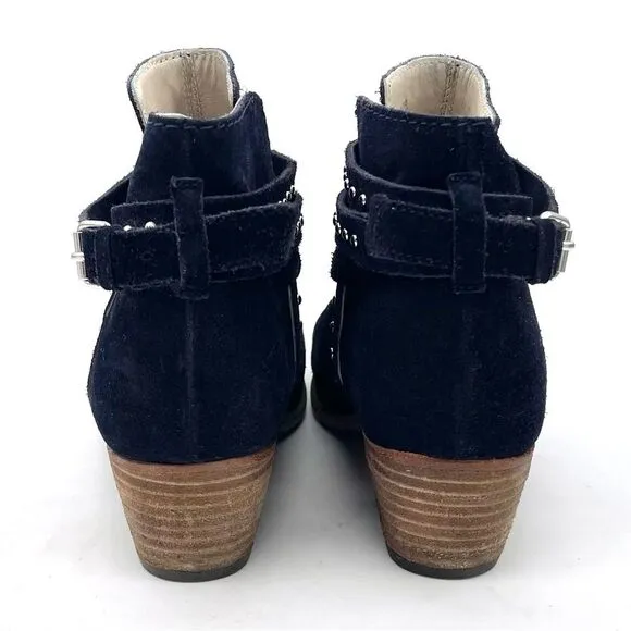 Boden Keira Studded Ankle Booties Ink Dark Navy Suede Women’s Size 38 EU | 7 US
