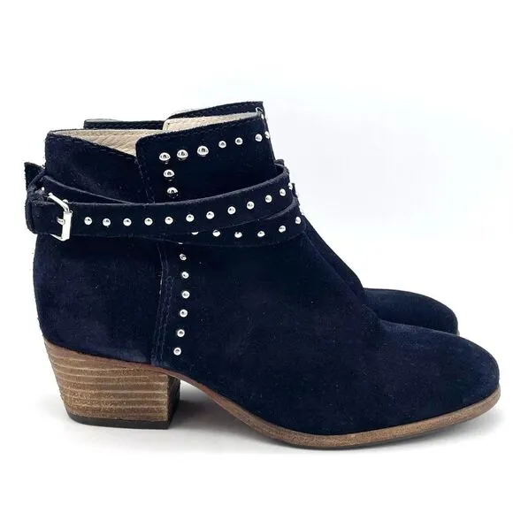 Boden Keira Studded Ankle Booties Ink Dark Navy Suede Women’s Size 38 EU | 7 US