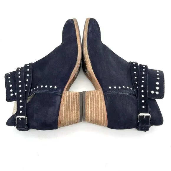 Boden Keira Studded Ankle Booties Ink Dark Navy Suede Women’s Size 38 EU | 7 US