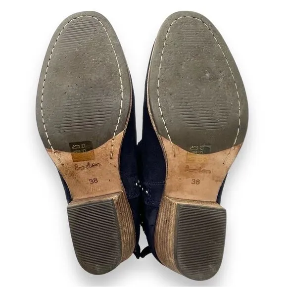 Boden Keira Studded Ankle Booties Ink Dark Navy Suede Women’s Size 38 EU | 7 US