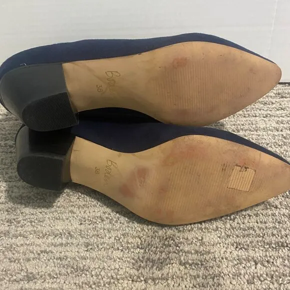 Boden | Navy Blue Suede Western Stretch Booties Heel Ankle