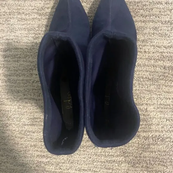 Boden | Navy Blue Suede Western Stretch Booties Heel Ankle