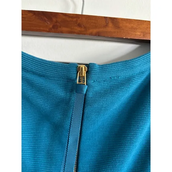Boden Textured Stretch Sheath Dress Career Work Office Teal Blue 16 R