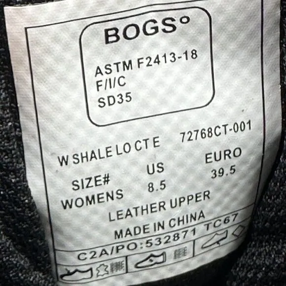 BOGS Shale Low CT ESD Womens Size 8.5 Work Boots Black Composite Toe Waterproof