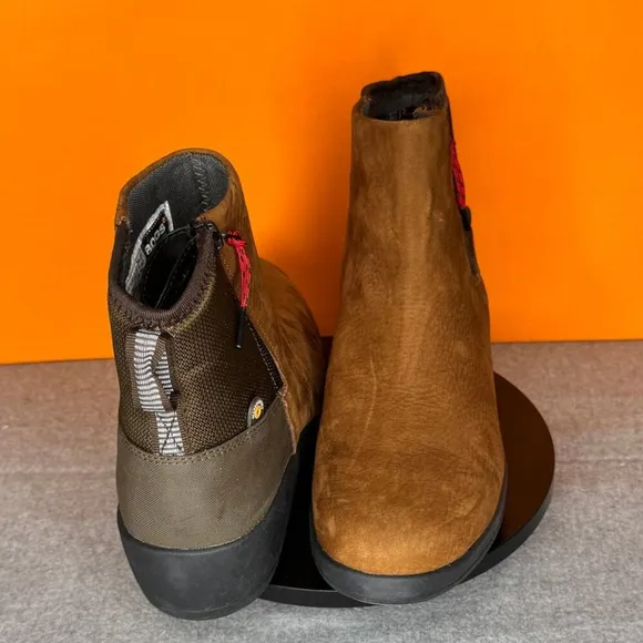 BOGS Vista Rugged Wedge Zip Waterproof Brown Cognac Boot Size 8 EURO 39