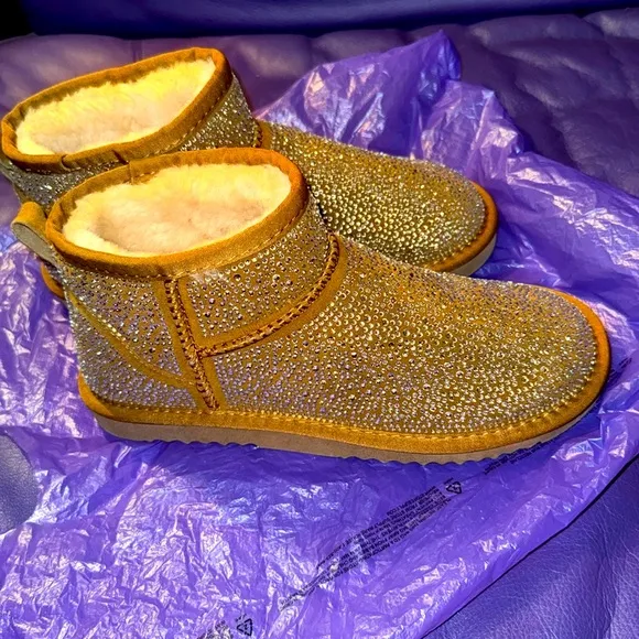 Boots, INC, NWOT, Winter Boots, Rhinestone covered Nubuck, Size 8