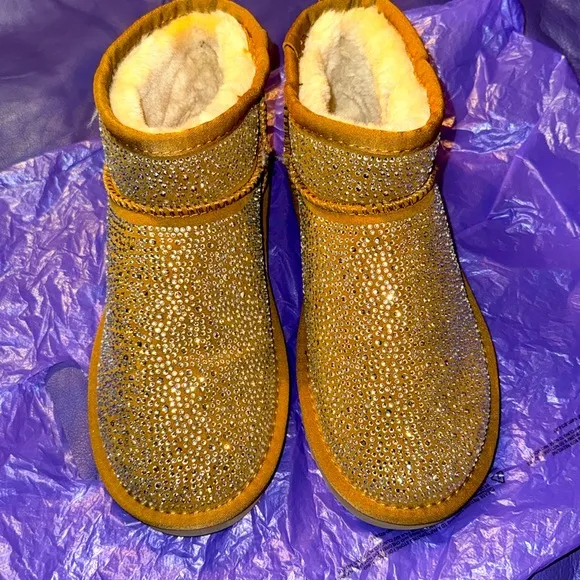 Boots, INC, NWOT, Winter Boots, Rhinestone covered Nubuck, Size 8